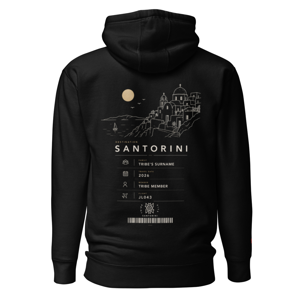 Santorini Boarding Pass Hoodie