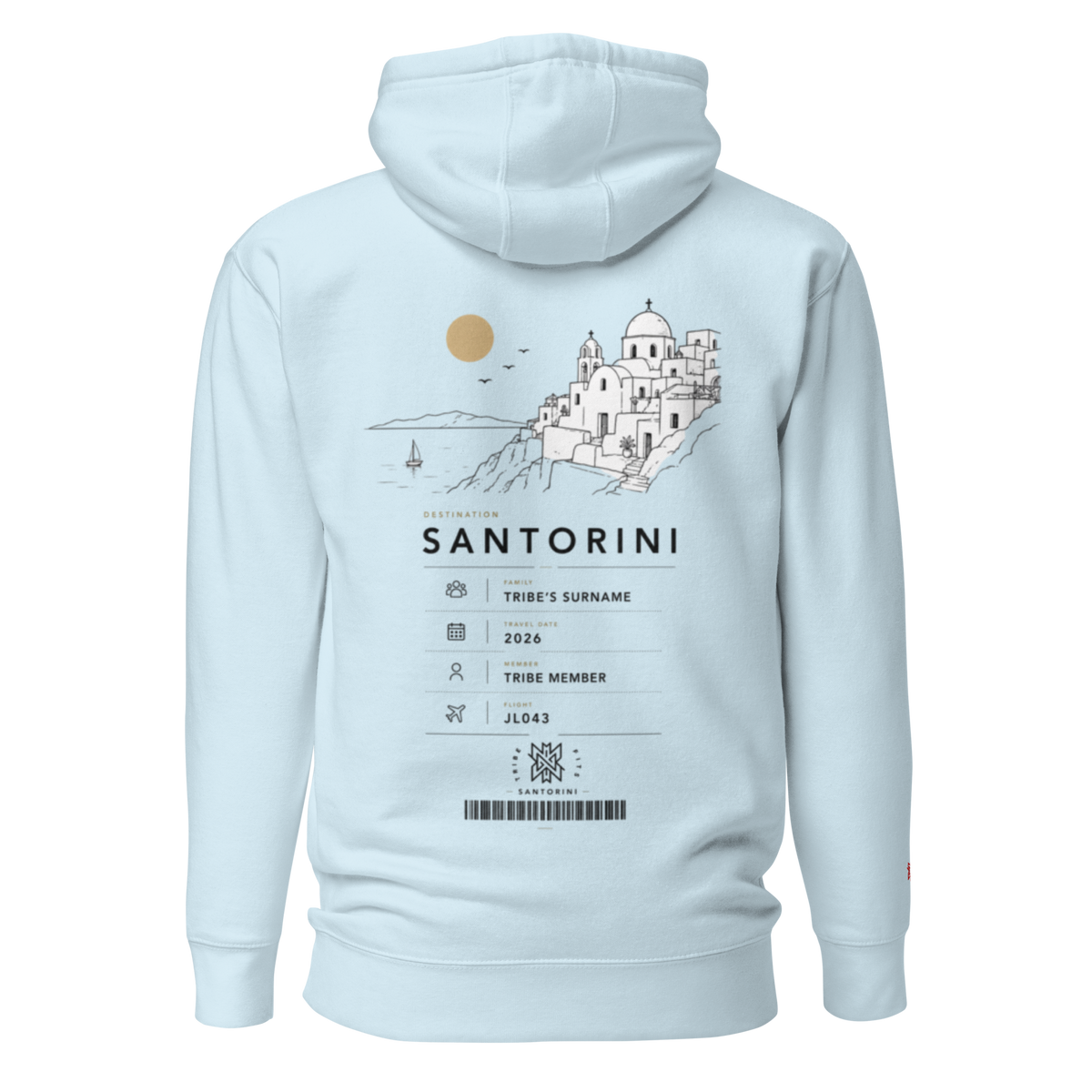 Santorini Boarding Pass Hoodie