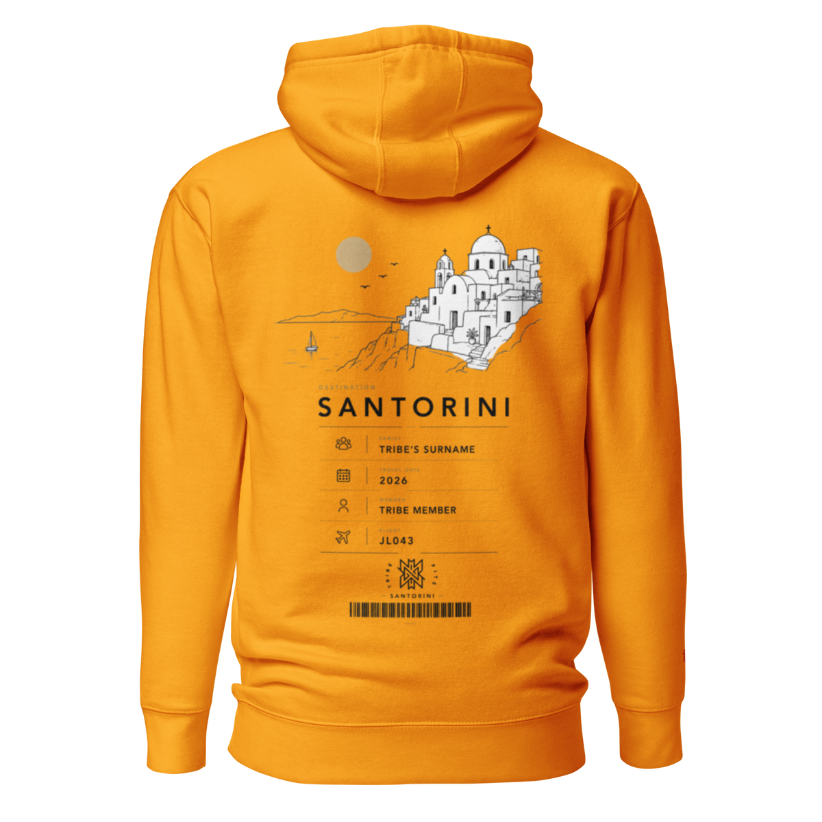 Santorini Boarding Pass Hoodie