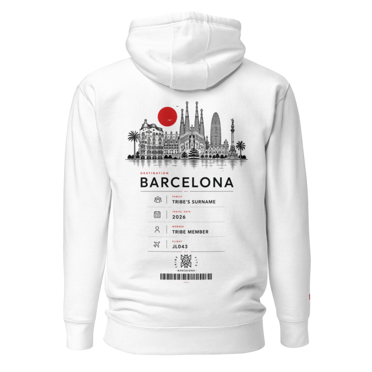 Barcelona Boarding Pass Hoodie