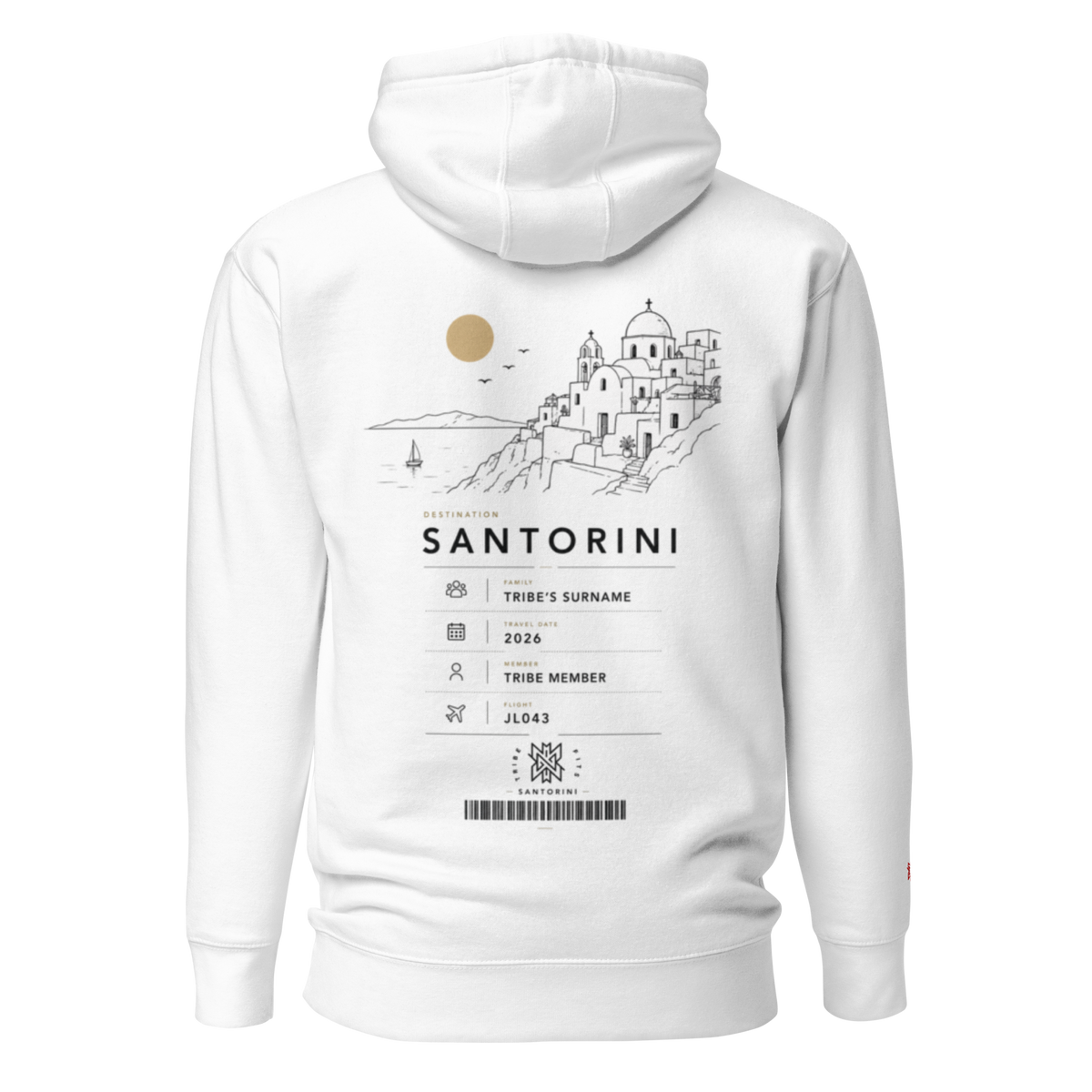 Santorini Boarding Pass Hoodie